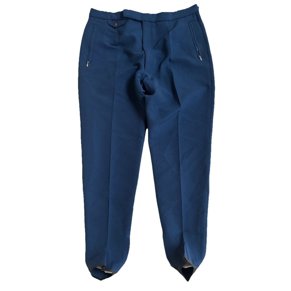 Vintage 1960s Men’s Beconta Navy Blue Stirrup Nordic Ski Pants Size 38R Japan